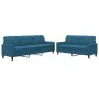 Juego de sofás con cojines 2 piezas terciopelo azul by , Sofas - Ref: Foro24-3278480, Price: 599,12 €, Discount: %