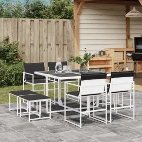 Juego de comedor de jardín 9 pzas con cojines textilene blanco by , Garden sets - Ref: Foro24-3295113, Price: 335,81 €, Disco...