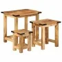 Stapelbare Tische, 3-teiliges Set aus massivem Mangoholz mit grober Oberfläche. von , Seitentische - Ref: Foro24-358502, Prei...