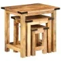 Stapelbare Tische, 3-teiliges Set aus massivem Mangoholz mit grober Oberfläche. von , Seitentische - Ref: Foro24-358502, Prei...