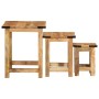 Mesas apilables 3 piezas madera maciza de mango rugosa by , Side tables - Ref: Foro24-358502, Price: 87,91 €, Discount: %