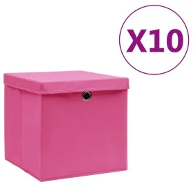 Storage boxes with lids 10 pcs 28x28x28 cm pink by vidaXL, Storage baskets - Ref: Foro24-325206, Price: 53,18 €, Discount: %