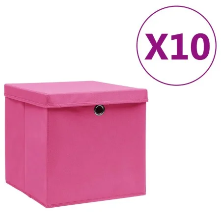 Storage boxes with lids 10 pcs 28x28x28 cm pink by vidaXL, Storage baskets - Ref: Foro24-325206, Price: 53,18 €, Discount: %