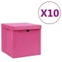 Storage boxes with lids 10 pcs 28x28x28 cm pink by vidaXL, Storage baskets - Ref: Foro24-325206, Price: 53,18 €, Discount: %
