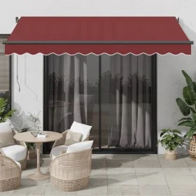 Toldo retráctil manual con luces LED burdeos 350x250 cm by , Awnings - Ref: Foro24-3215337, Price: 273,76 €, Discount: %