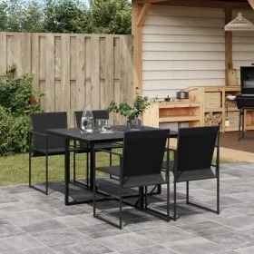Juego de comedor para jardín 5 piezas textilene negro by , Garden sets - Ref: Foro24-3295118, Price: 223,60 €, Discount: %