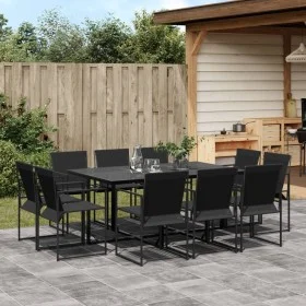 11-teiliges Gartensitzgruppen-Set aus schwarzem Textilene von , Gartensets - Ref: Foro24-3295124, Preis: 445,59 €, Rabatt: %