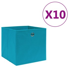 Cajas de almacenaje 10 uds tela no tejida azul bebé 28x28x28 cm