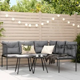 Gartensofa mit L-förmigen Kissen, aus schwarzem Stahl und Textilene. von , Outdoor-Sofas - Ref: Foro24-4008108, Preis: 263,80...