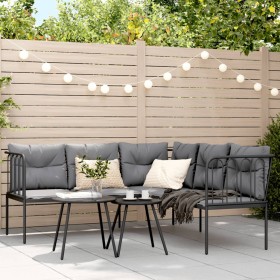 Gartensofa mit L-förmigen Kissen, aus schwarzem Stahl und Textilene. von , Outdoor-Sofas - Ref: Foro24-4008108, Preis: 270,44...