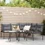 Sofá de jardín con cojines forma de L acero y textileno negro by , Outdoor sofas - Ref: Foro24-4008108, Price: 263,80 €, Disc...