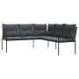 Sofá de jardín con cojines forma de L acero y textileno negro by , Outdoor sofas - Ref: Foro24-4008108, Price: 263,80 €, Disc...
