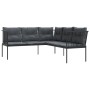 Sofá de jardín con cojines forma de L acero y textileno negro by , Outdoor sofas - Ref: Foro24-4008108, Price: 270,44 €, Disc...
