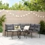 Sofá de jardín con cojines forma de L acero y textileno negro by , Outdoor sofas - Ref: Foro24-4008108, Price: 263,80 €, Disc...