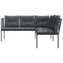 Sofá de jardín con cojines forma de L acero y textileno negro by , Outdoor sofas - Ref: Foro24-4008108, Price: 263,80 €, Disc...