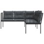 Sofá de jardín con cojines forma de L acero y textileno negro by , Outdoor sofas - Ref: Foro24-4008108, Price: 270,44 €, Disc...