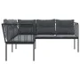 Sofá de jardín con cojines forma de L acero y textileno negro by , Outdoor sofas - Ref: Foro24-4008108, Price: 263,80 €, Disc...