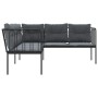Sofá de jardín con cojines forma de L acero y textileno negro by , Outdoor sofas - Ref: Foro24-4008108, Price: 270,44 €, Disc...