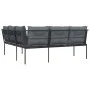 Sofá de jardín con cojines forma de L acero y textileno negro by , Outdoor sofas - Ref: Foro24-4008108, Price: 263,80 €, Disc...