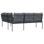 Sofá de jardín con cojines forma de L acero y textileno negro by , Outdoor sofas - Ref: Foro24-4008108, Price: 270,44 €, Disc...