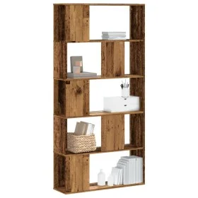 Librería 5 niveles madera color envejecido 80,5x23,5x162,5 cm by , Bookcases and shelves - Ref: Foro24-852778, Price: 69,02 €...