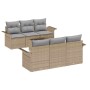 Conjunto de sofá de jardín 7 pcs Beige Poliratán