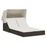 Tumbona doble con capota y cojines ratán sintético marrón by , Loungers - Ref: Foro24-368638, Price: 263,99 €, Discount: %