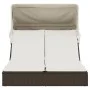 Tumbona doble con capota y cojines ratán sintético marrón by , Loungers - Ref: Foro24-368638, Price: 263,99 €, Discount: %