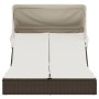 Tumbona doble con capota y cojines ratán sintético marrón by , Loungers - Ref: Foro24-368638, Price: 268,70 €, Discount: %