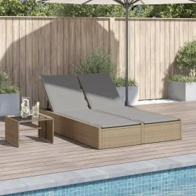 Tumbona doble con cojines ratán sintético beige by , Loungers - Ref: Foro24-368631, Price: 259,35 €, Discount: %