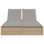 Doppel-Liegestuhl mit beigen Kunststoff-Rattan-Kissen. von , Liegen - Ref: Foro24-368631, Preis: 264,40 €, Rabatt: %