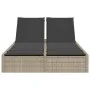 Doppel-Liegestuhl mit hellgrauen synthetischen Rattan-Kissen. von , Liegen - Ref: Foro24-368633, Preis: 263,90 €, Rabatt: %