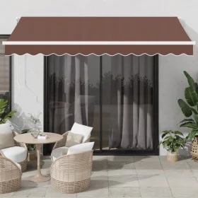 Toldo retráctil manual con luz LED marrón 350x250 cm by , Awnings - Ref: Foro24-3215377, Price: 272,81 €, Discount: %