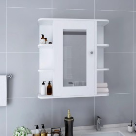 Armario de baño con espejo blanco 66x17x63 cm MDF