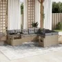 Gartensofa-Set mit 10-teiligen beigen Kissen aus synthetischem Rattan. von , Gartensets - Ref: Foro24-3268139, Preis: 654,86 ...