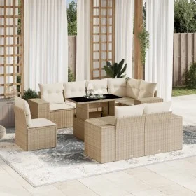 Set de sofás de jardín 9 pzas con cojines ratán sintético beige by , Garden sets - Ref: Foro24-3269298, Price: 722,26 €, Disc...