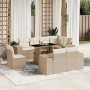 Set de sofás de jardín 9 pzas con cojines ratán sintético beige by , Garden sets - Ref: Foro24-3269298, Price: 693,44 €, Disc...