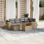 Set sofás de jardín 7 piezas y cojines ratán sintético beige by , Garden sets - Ref: Foro24-3269309, Price: 481,06 €, Discoun...