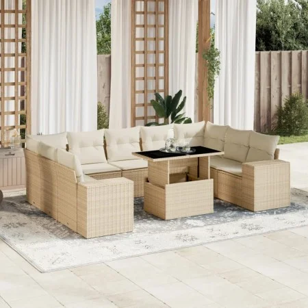 Juego de sofás jardín con cojines beige 10 pzas ratán sintético de , Conjuntos de jardín - Ref: Foro24-3269368, Precio: 732,2...