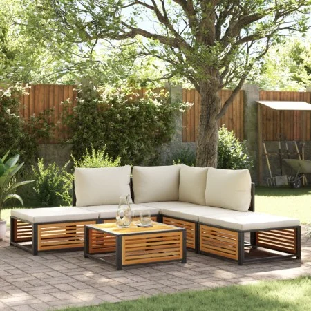 Gartensofa-Set mit 6-teiligen massiven Akazienholz-Kissen. von , Gartensets - Ref: Foro24-3214905, Preis: 658,65 €, Rabatt: %
