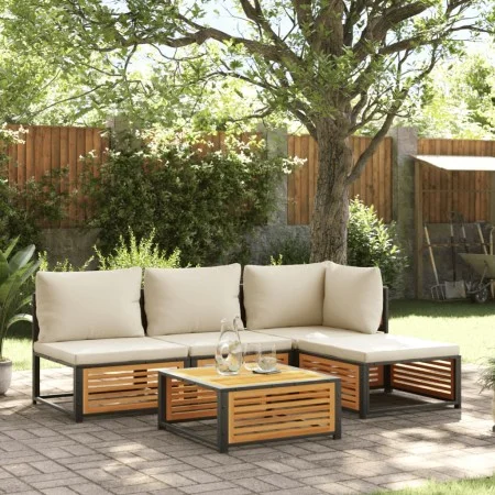 Set de sofás de jardín con cojines 5 pzas madera maciza acacia by , Garden sets - Ref: Foro24-3214907, Price: 559,12 €, Disco...