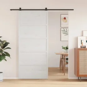 Puerta de granero madera maciza pino blanca 90x208 cm by , Doors - Ref: Foro24-850633, Price: 136,67 €, Discount: %