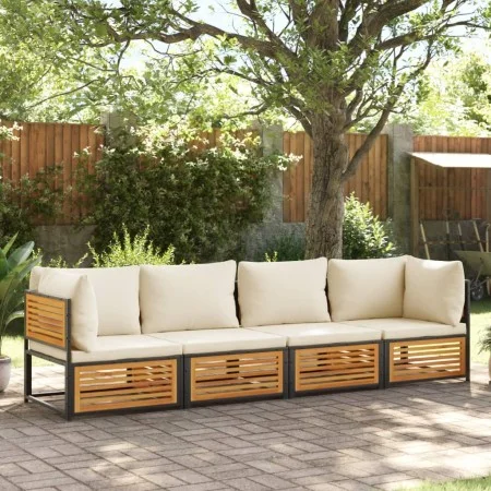 Gartensofagarnitur mit 4-teiligen Kissen aus massivem Akazienholz. von , Gartensets - Ref: Foro24-3214918, Preis: 516,52 €, R...