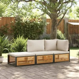 Set de sofás de jardín con cojines 3 pzas madera maciza acacia by , Garden sets - Ref: Foro24-3214932, Price: 365,01 €, Disco...