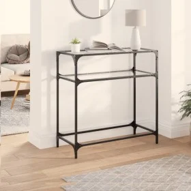 Mesa consola superficie vidrio transparente acero 80x35x81 cm by , console tables - Ref: Foro24-846024, Price: 47,92 €, Disco...