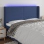 Cabecero con LED de tela azul 203x16x118/128 cm en Cabeceros y pies de cama | Comprar online en Foro24
