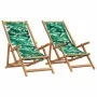 Faltbare Strandstühle, 2 Stück, Stoff aus massivem Holz mit Blattmuster. von , Gartenstühle - Ref: Foro24-3214489, Preis: 148...