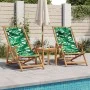 Faltbare Strandstühle, 2 Stück, Stoff aus massivem Holz mit Blattmuster. von , Gartenstühle - Ref: Foro24-3214489, Preis: 148...