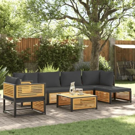 Gartensofa-Set mit 7-teiligen massiven Akazienholz-Kissen. von , Gartensets - Ref: Foro24-3214882, Preis: 928,11 €, Rabatt: %