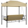 Garten-Schaukelbank mit Sonnendach aus sandfarbenem Stahl von , Gartenwippen - Ref: Foro24-4008899, Preis: 240,66 €, Rabatt: %